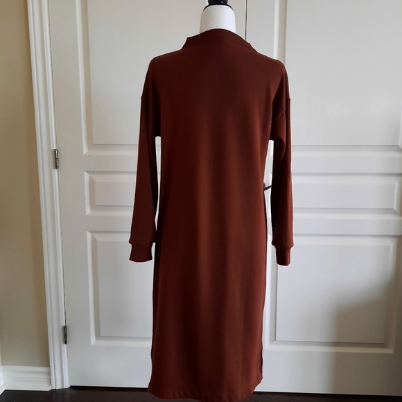Uniqlo Rust Fleece Long Dress Size Small - Picture 4 of 8